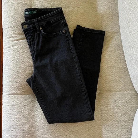 Lauren Ralph Lauren Indigo Black Denim Pants Size 6 - Picture 1 of 9